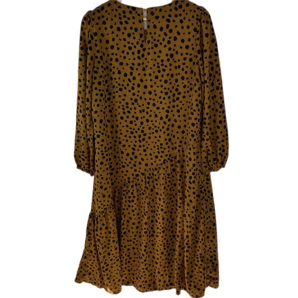 Roulee Oversized Balloon‎ Sleeve Orange Black Dots MIDI Tiered Dress Small** - Picture 4 of 15